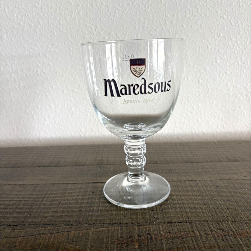 Maredsous Abbaye Abdij Stemmed Chalice Beer Glass 0.33L Belgium Coat of Arms